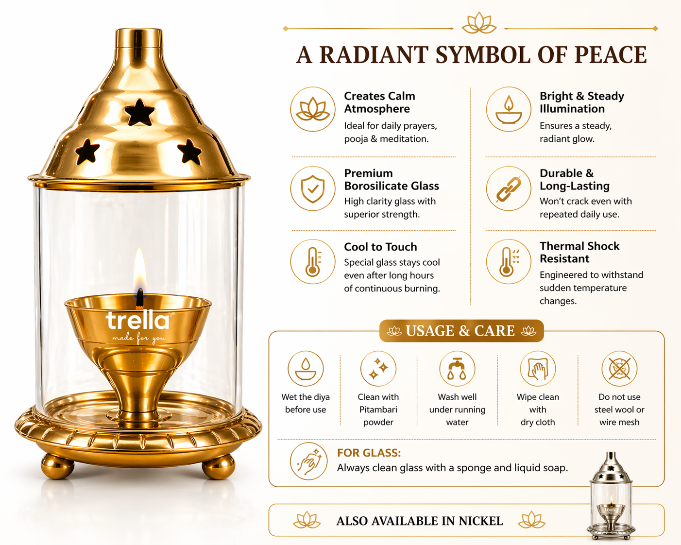 Trella-Aura Collection- Akhand Jyot ,Akhand diya,